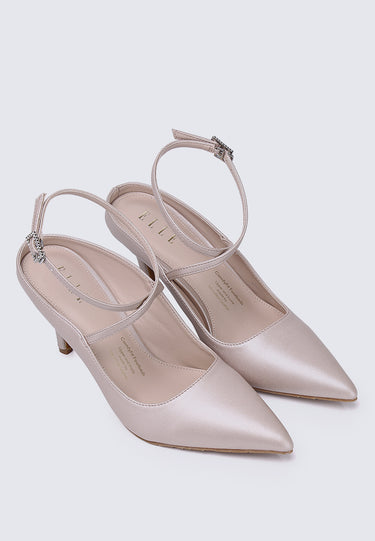 Sylvie Comfy Fit Footbed Microfiber Leather Heels In Blush