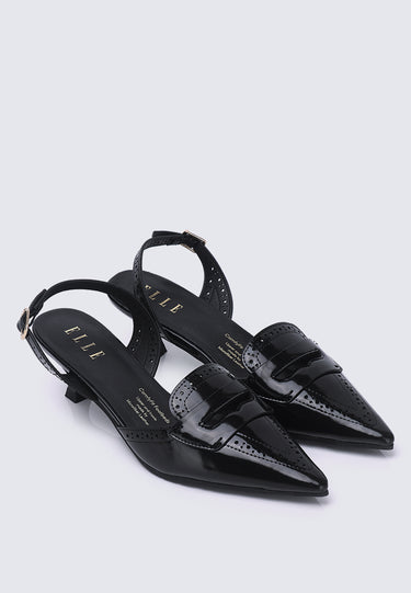 Remi Comfy Fit Footbed Microfiber Leather Heels In Black