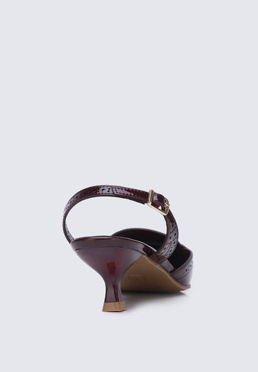 Remi Comfy Fit Footbed Microfiber Leather Heels In Brown