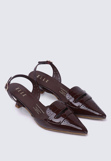 Remi Comfy Fit Footbed Microfiber Leather Heels In Brown