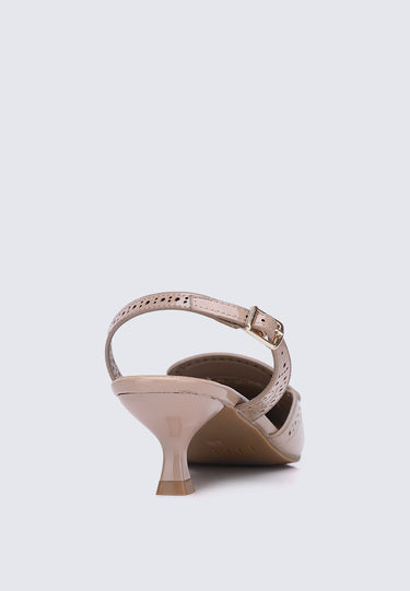 Remi Comfy Fit Footbed Microfiber Leather Heels In Taupe