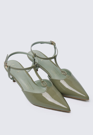 Alize Comfy Fit Footbed Microfiber Leather Heels In Olive