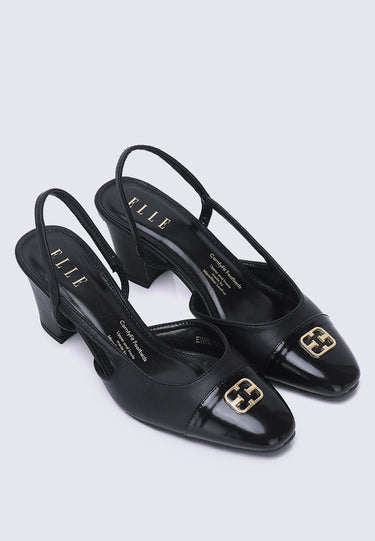 Charlene Comfy Fit Footbed Microfiber Leather Heels In Black