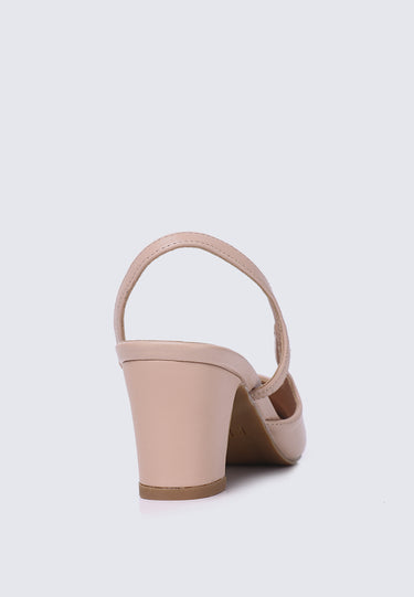 Charlene Comfy Fit Footbed Microfiber Leather  Heels In Blush