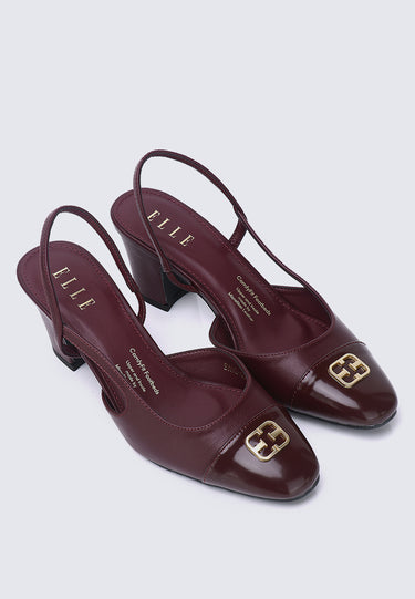 Charlene Comfy Fit Footbed Microfiber Leather Heels In Maroon