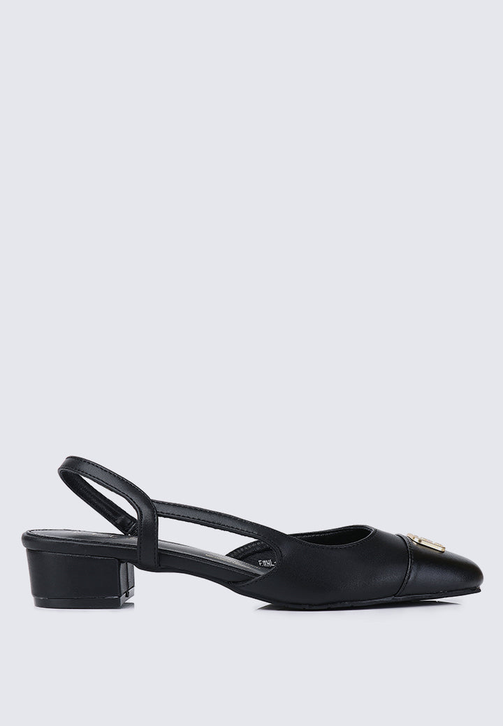 Christiane Comfy Fit Footbed Microfiber Leather Heels In Black