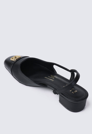 Christiane Comfy Fit Footbed Microfiber Leather Heels In Black