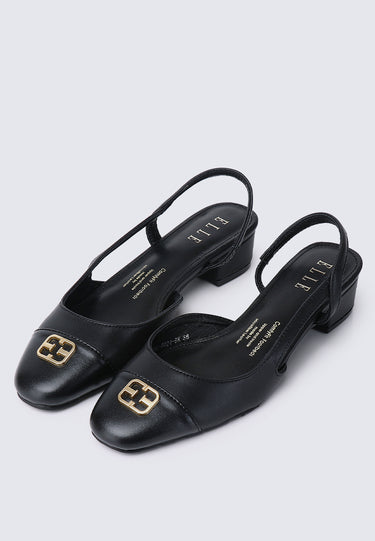 Christiane Comfy Fit Footbed Microfiber Leather Heels In Black