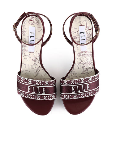 Glamour Comfy Fit Footbed Microfiber Leather Heels In Burgundy