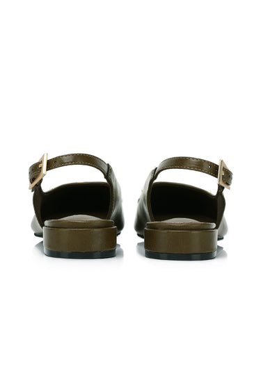 Maryse Comfy Fit Footbed Microfiber Leather Heels In Olive