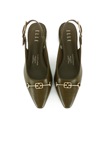 Maryse Comfy Fit Footbed Microfiber Leather Heels In Olive