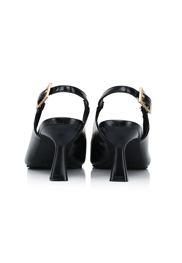 Melanie Comfy Fit Footbed Microfiber Leather Heels In Black