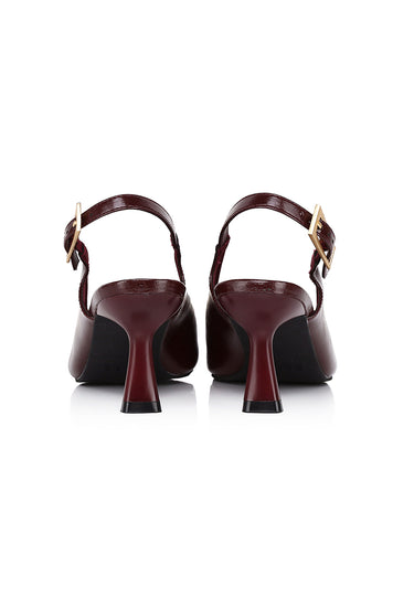 Melanie Comfy Fit Footbed Microfiber Leather Heels In Burgundy