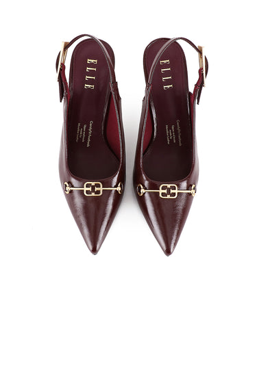 Melanie Comfy Fit Footbed Microfiber Leather Heels In Burgundy
