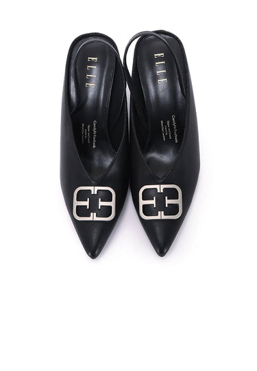 Beatrice Comfy Fit Footbed Microfiber Leather Heels In Black