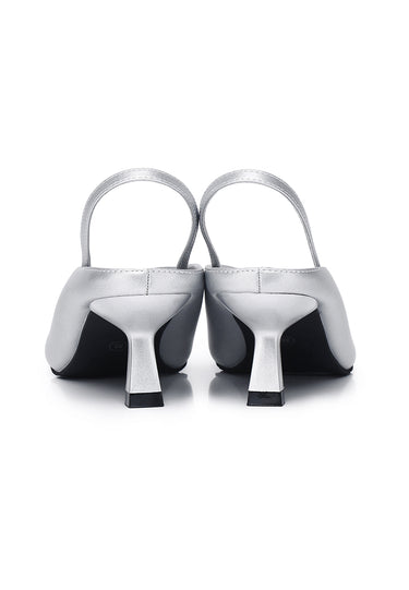 Beatrice Comfy Fit Footbed Microfiber Leather Heels In Silver