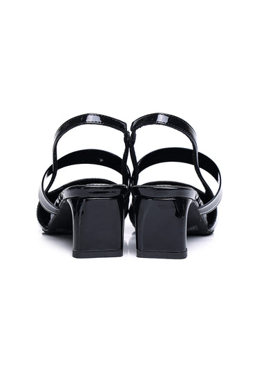 Aimee Comfy Fit Footbed Microfiber Leather Heels In Black