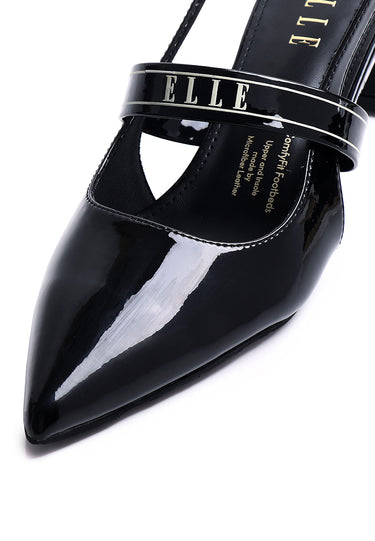 Aimee Comfy Fit Footbed Microfiber Leather Heels In Black