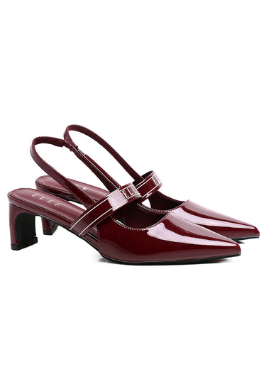 Aimee Comfy Fit Footbed Microfiber Leather Heels In Maroon
