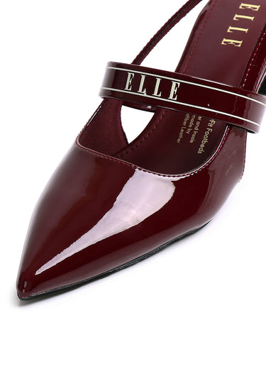 Aimee Comfy Fit Footbed Microfiber Leather Heels In Maroon