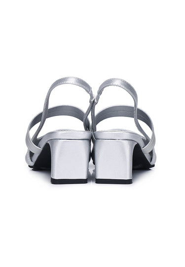 Aimee Comfy Fit Footbed Microfiber Leather Heels In Silver