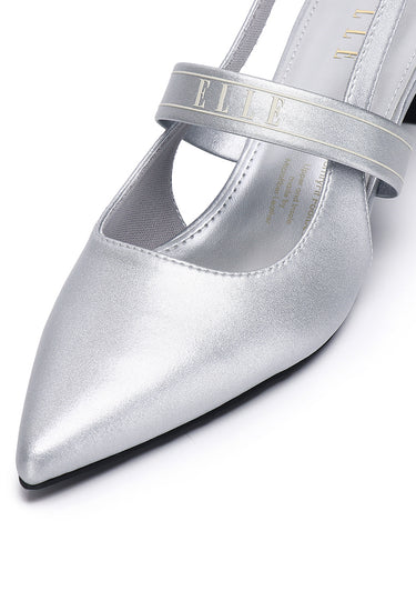 Aimee Comfy Fit Footbed Microfiber Leather Heels In Silver