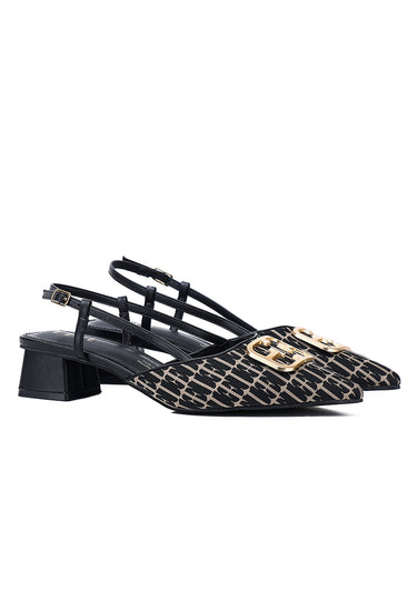 Berthe Comfy Fit Footbed Microfiber Leather Heels In Black