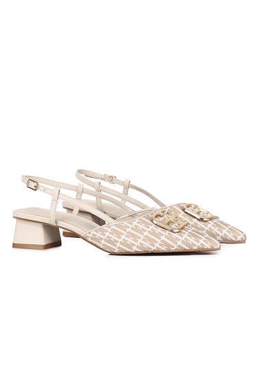 Berthe Comfy Fit Footbed Microfiber Leather Heels In Khaki