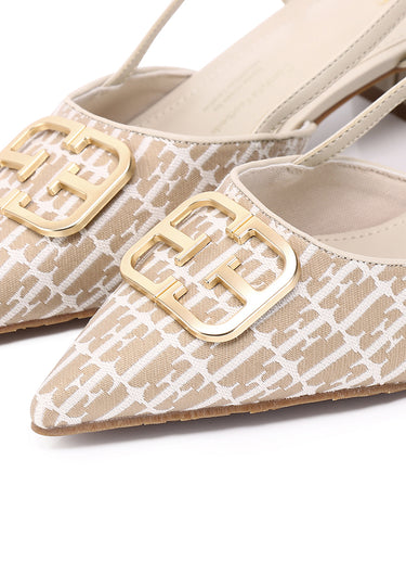 Berthe Comfy Fit Footbed Microfiber Leather Heels In Khaki