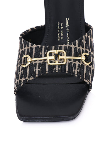 Celestine Comfy Fit Footbed Microfiber Leather Heels In Black