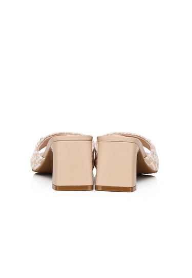 Celestine Comfy Fit Footbed Microfiber Leather Heels In Blush