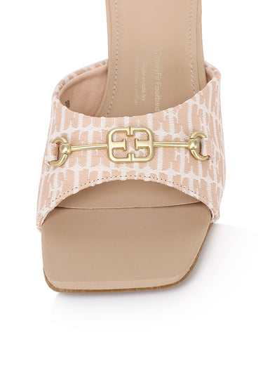 Celestine Comfy Fit Footbed Microfiber Leather Heels In Blush