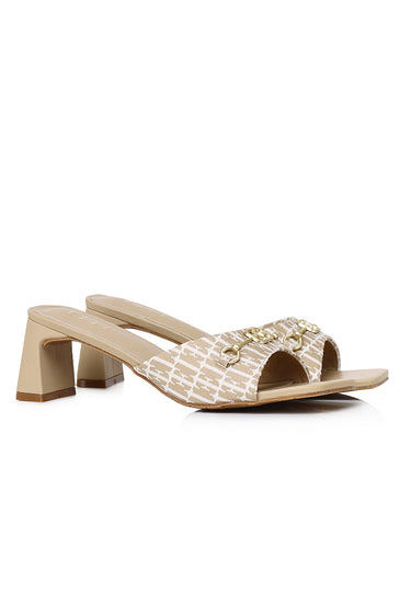Celestine Comfy Fit Footbed Microfiber Leather Heels In Khaki