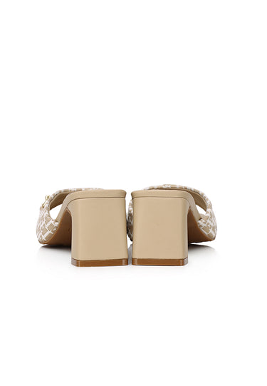 Celestine Comfy Fit Footbed Microfiber Leather Heels In Khaki
