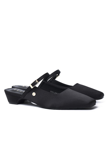 Chloe Comfy Fit Footbed Microfiber Leather Heels In Black