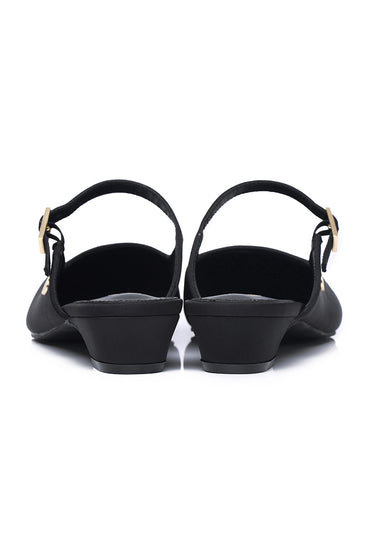 Chloe Comfy Fit Footbed Microfiber Leather Heels In Black