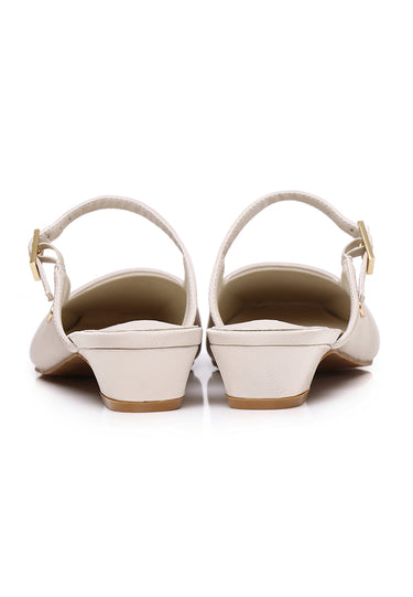 Chloe Comfy Fit Footbed Microfiber Leather Heels In Ivory