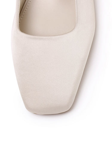 Chloe Comfy Fit Footbed Microfiber Leather Heels In Ivory