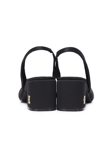 Natalie Comfy Fit Footbed Microfiber Leather Heels In Black