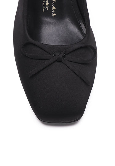 Natalie Comfy Fit Footbed Microfiber Leather Heels In Black