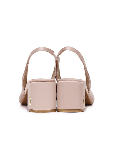 Natalie Comfy Fit Footbed Microfiber Leather Heels In Nude