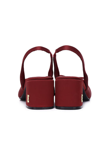 Natalie Comfy Fit Footbed Microfiber Leather Heels In Rust Red