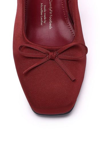 Natalie Comfy Fit Footbed Microfiber Leather Heels In Rust Red