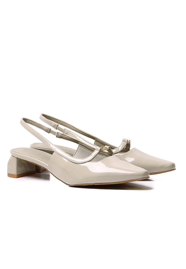 Audrey Comfy Fit Footbed Microfiber Leather Heels In Almond
