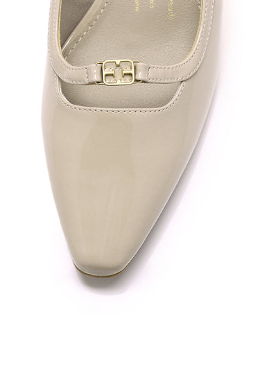 Audrey Comfy Fit Footbed Microfiber Leather Heels In Almond