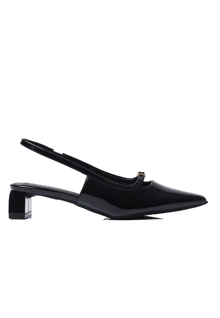 Audrey Comfy Fit Footbed Microfiber Leather Heels In Black