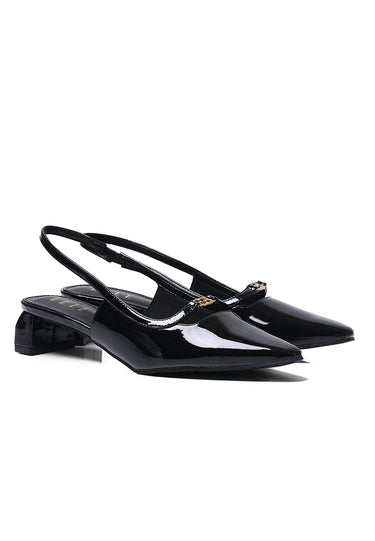 Audrey Comfy Fit Footbed Microfiber Leather Heels In Black