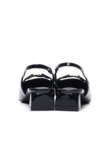 Audrey Comfy Fit Footbed Microfiber Leather Heels In Black