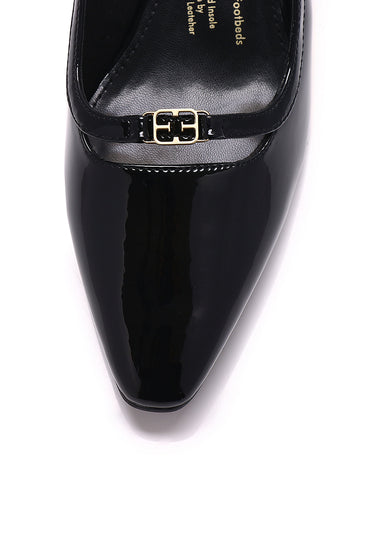 Audrey Comfy Fit Footbed Microfiber Leather Heels In Black