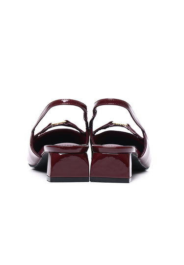 Audrey Comfy Fit Footbed Microfiber Leather Heels In Maroon